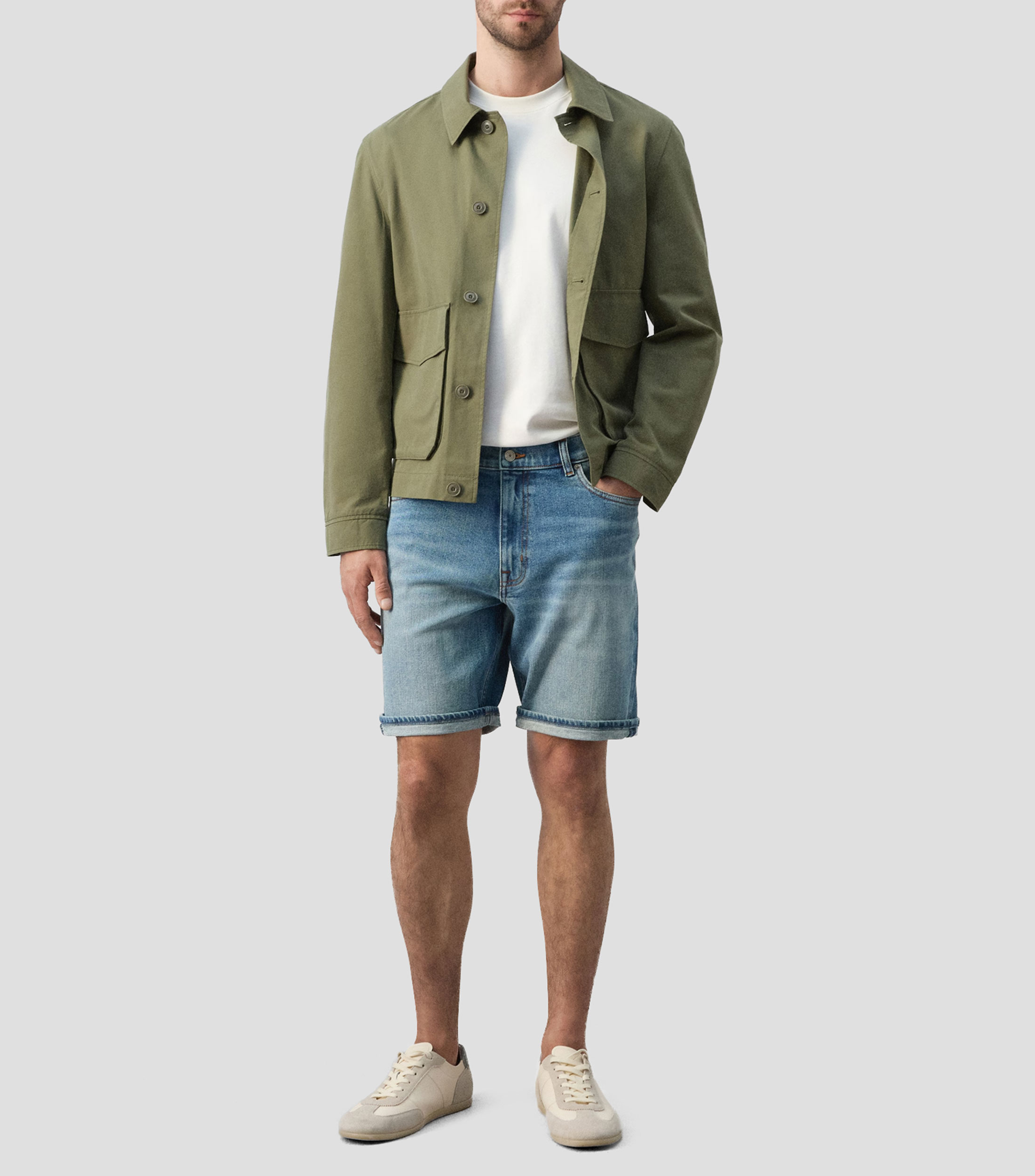 Bermuda de mezclilla deslavada Hombre